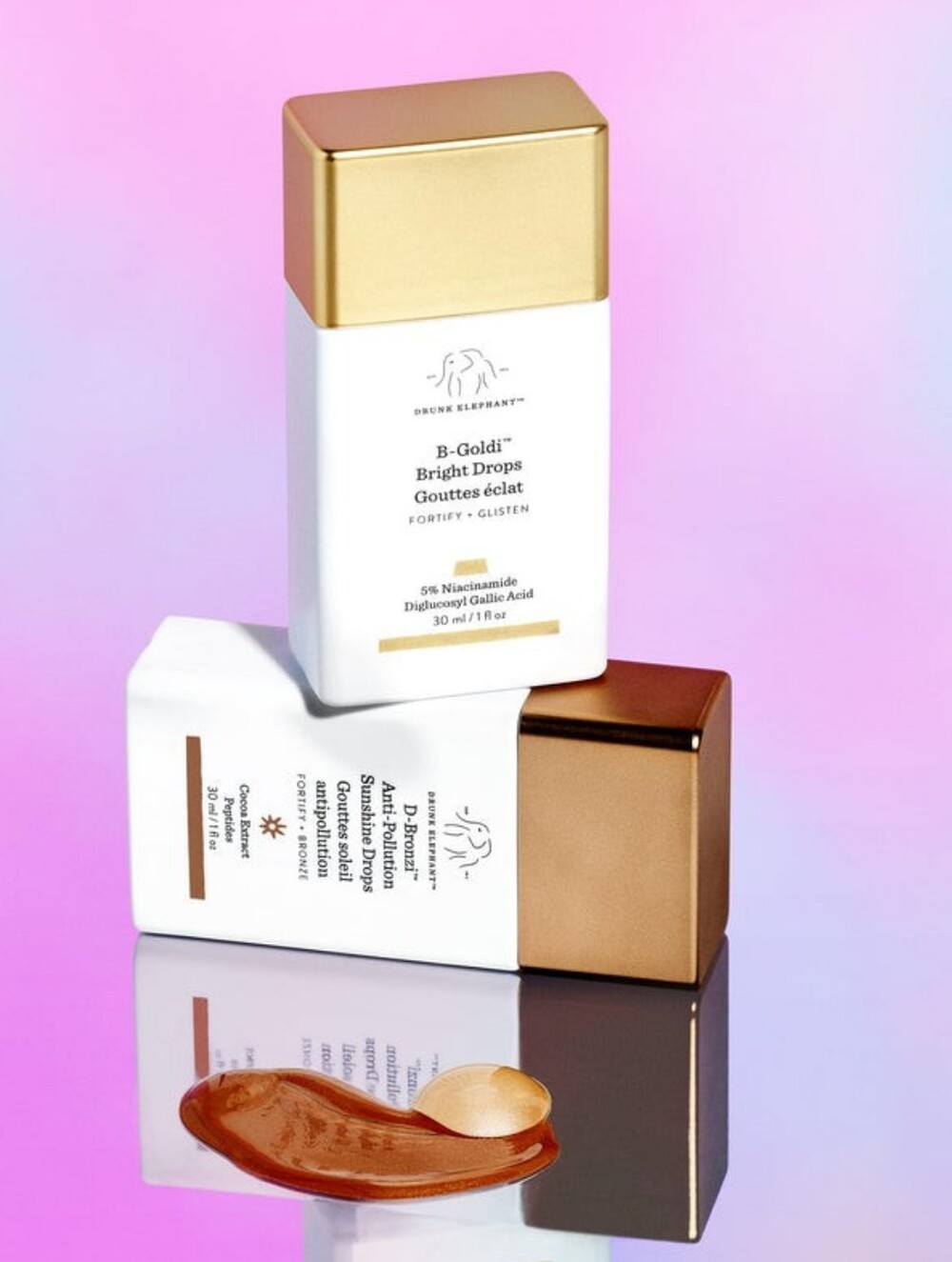 New Drunk Elephant Bundle Full Size B-Goldi 1 oz + D-Bronzi 1oz Time To Reflect